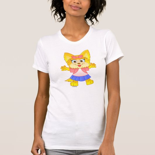 Teakup Yorkie Cartoon auf dem T - Shirt der Frauen (Vorderseite)