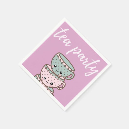 Teakups Pink Tee Party Serviette (Ecke)