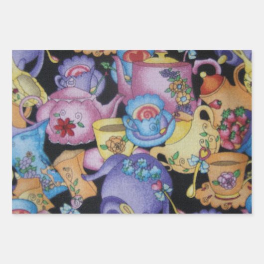 Teakups und Teapots Geschenkpapier Set (Vorderseite)