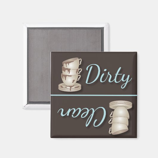 Teakups Unsaubere oder saubere Kühlschrank-Magnete Magnet (Vorderseite/Rückseite)