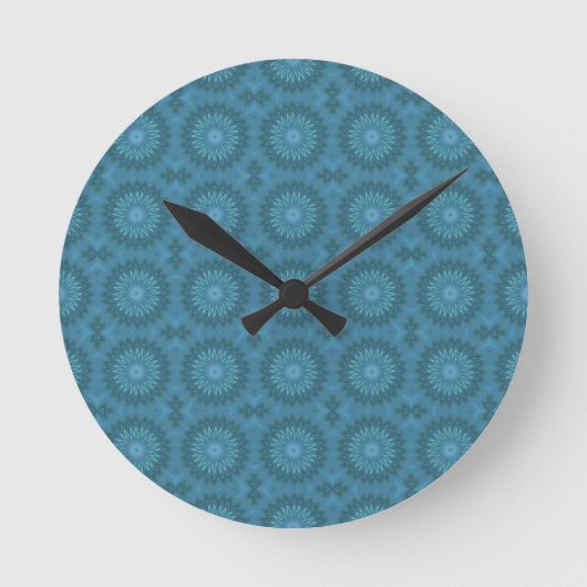 Teal Abstract Flowers Runde Wanduhr (Vorderseite)