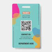 Teal Abstract Organic Shapes Executive Assistant Ausweis (Rückseite)
