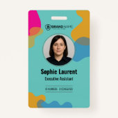 Teal Abstract Organic Shapes Executive Assistant Ausweis (Vorderseite)