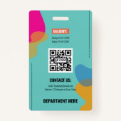 Teal Abstract Organic Shapes Executive Assistant Ausweis (Rückseite)