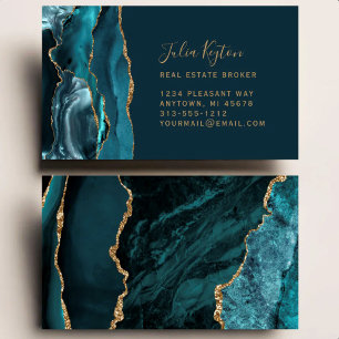 Teal-Achat-Gold-Glitter-Immobilienmakler Visitenkarte