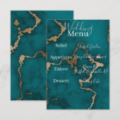 Teal-Achat-Marmor-Gold-Kintsugi-Menü-Einlage Begleitkarte (Vorne/Hinten)
