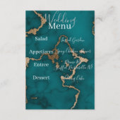 Teal-Achat-Marmor-Gold-Kintsugi-Menü-Einlage Begleitkarte (Vorderseite)