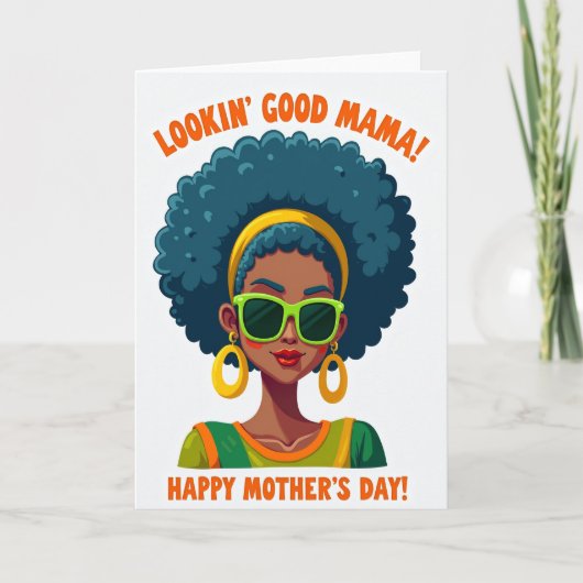 Teal Afro Mothers Day Card Karte (Vorderseite)