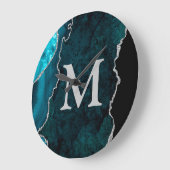 Teal Agate Personalized Monogram Acrylic Große Wanduhr (Winkel)