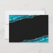 Teal Agate Silver Wedding RSVP Karte (Rückseite)
