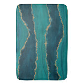 Teal Agate Wellen – Abstrakter Marmor mit Gold Badematte (Vorderseite Vertikal)