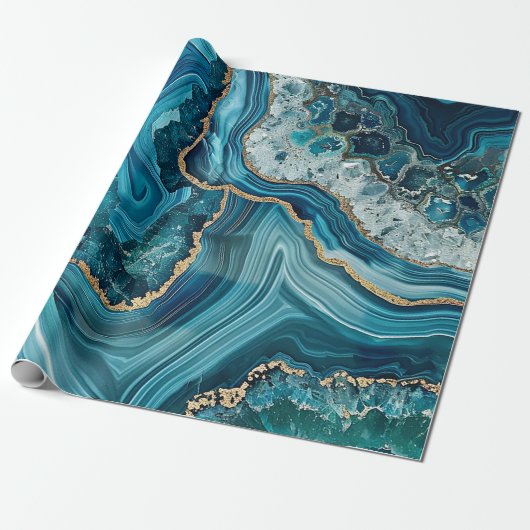 Teal Agate Wrapping Paper Geschenkpapier (Ungerollt)