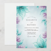 Teal Amethyst Petal Hochzeit Einladung (Vorne/Hinten)