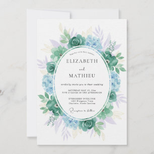 Teal Amethyst Sukkulenten Eukalyptus Hochzeit Einladung