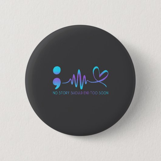 Teal & Purple Semicolon Suicide Prevention Awa Button (Vorderseite)