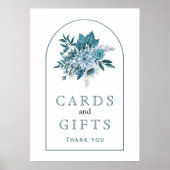 Teal and aqua blue flowers and foliage wedding poster (Vorne)