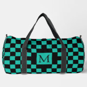 Teal and Black Checkerboard Pattern Monogram Duffle Bag (Vorderseite)