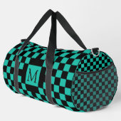 Teal and Black Checkerboard Pattern Monogram Duffle Bag (Rechte Ecke)
