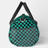Teal and Black Checkerboard Pattern Monogram Duffle Bag (Rechts)