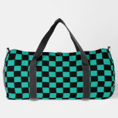 Teal and Black Checkerboard Pattern Monogram Duffle Bag (Rückseite)
