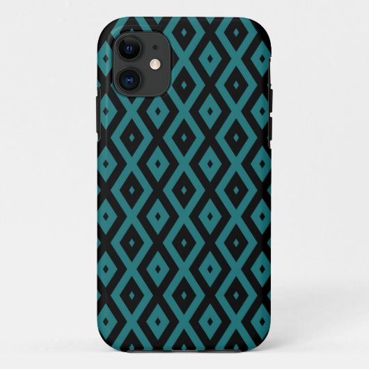 Teal and black diamond pattern Case-Mate iPhone hülle (Rückseite)