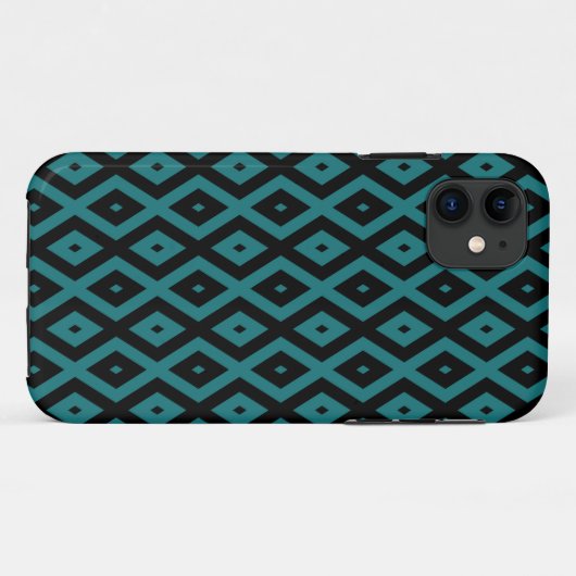 Teal and black diamond pattern Case-Mate iPhone hülle (Rückseite (Horizontal))