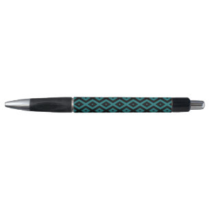 Teal and black diamond pattern kugelschreiber