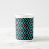 Teal and black diamond pattern porzellantasse (Vorderseite)
