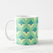 Teal and Blue Geometric Pattern Monogram Kaffeetasse (Links)
