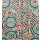 Teal and Coral Nouveau Flow  Duschvorhang (Vorderseite)