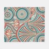 Teal and Coral Nouveau Flow Fleecedecke (Vorderseite (Horizontal))