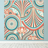 Teal and Coral Nouveau Flow  Leinwanddruck (Insitu (Holzboden))