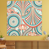 Teal and Coral Nouveau Flow  Leinwanddruck (Insitu (Wohnzimmer))