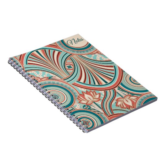 Teal and Coral Nouveau Flow  Notizblock (Rechte Seite)