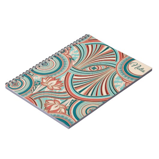 Teal and Coral Nouveau Flow Notizblock (Linke Seite)