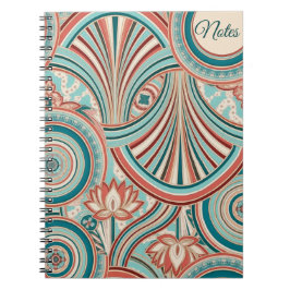 Teal and Coral Nouveau Flow Notizblock