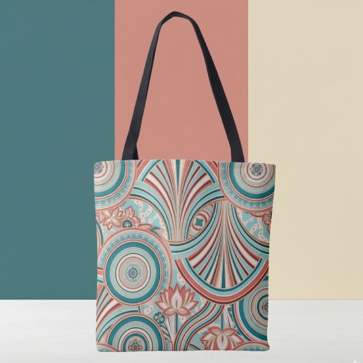 Teal and Coral Nouveau Flow Tasche