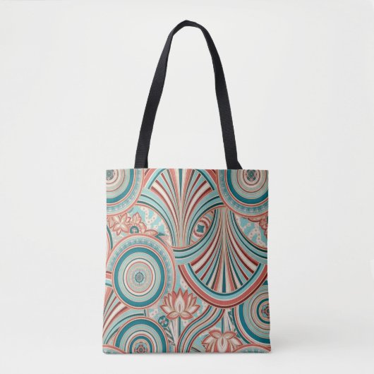 Teal and Coral Nouveau Flow Tasche (Vorderseite)