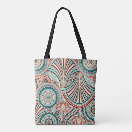 Teal and Coral Nouveau Flow Tasche (Rückseite)