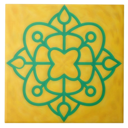Teal and Gold Celtic Style Decorative Tile Fliese (Vorderseite)