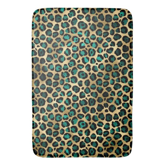 Teal and Gold Leopard Series Design 14 Badematte (Vorderseite Vertikal)