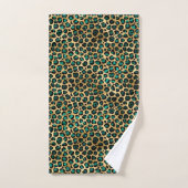 Teal and Gold Leopard Series Design 14 Badhandtuch Set (Handtuch)