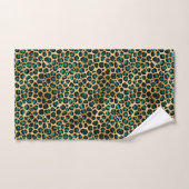 Teal and Gold Leopard Series Design 14 Badhandtuch Set (Handtuch)