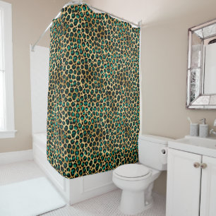 Teal and Gold Leopard Series Design 14 Duschvorhang