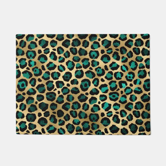 Teal and Gold Leopard Series Design 14 Fußmatte (Vorderseite)