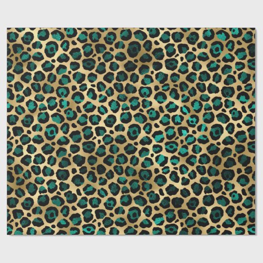 Teal and Gold Leopard Series Design 14 Geschenkpapier (Flach)