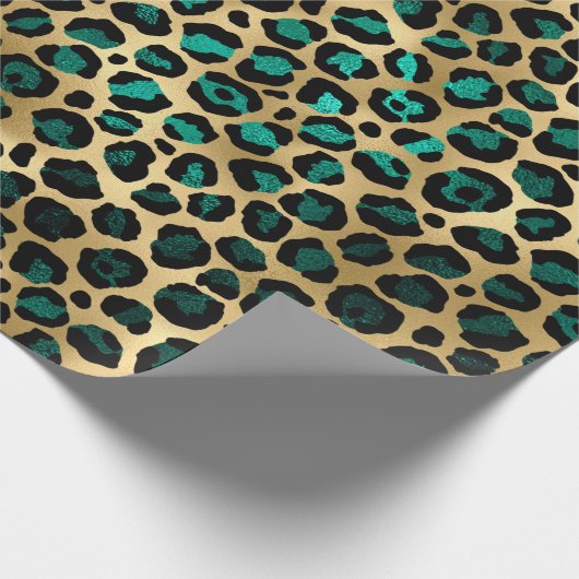 Teal and Gold Leopard Series Design 14 Geschenkpapier (Ecke)