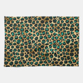 Teal and Gold Leopard Series Design 14 Geschirrtuch (Horizontal)