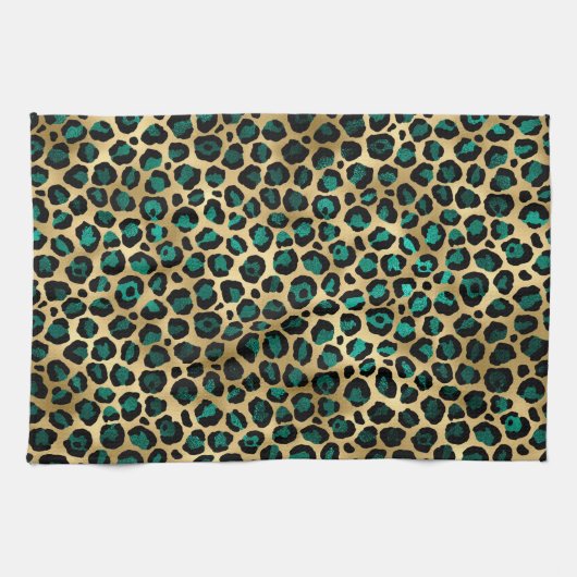 Teal and Gold Leopard Series Design 14 Geschirrtuch (Horizontal)