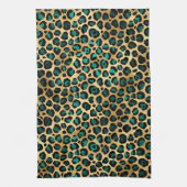 Teal and Gold Leopard Series Design 14 Geschirrtuch (Vertikal)